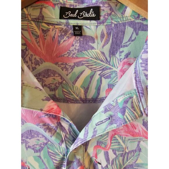 Bad Birdie Performance Mingos Polo Shirt Men's XL Flamingo Floral Golf MT7 - Picture 6 of 9